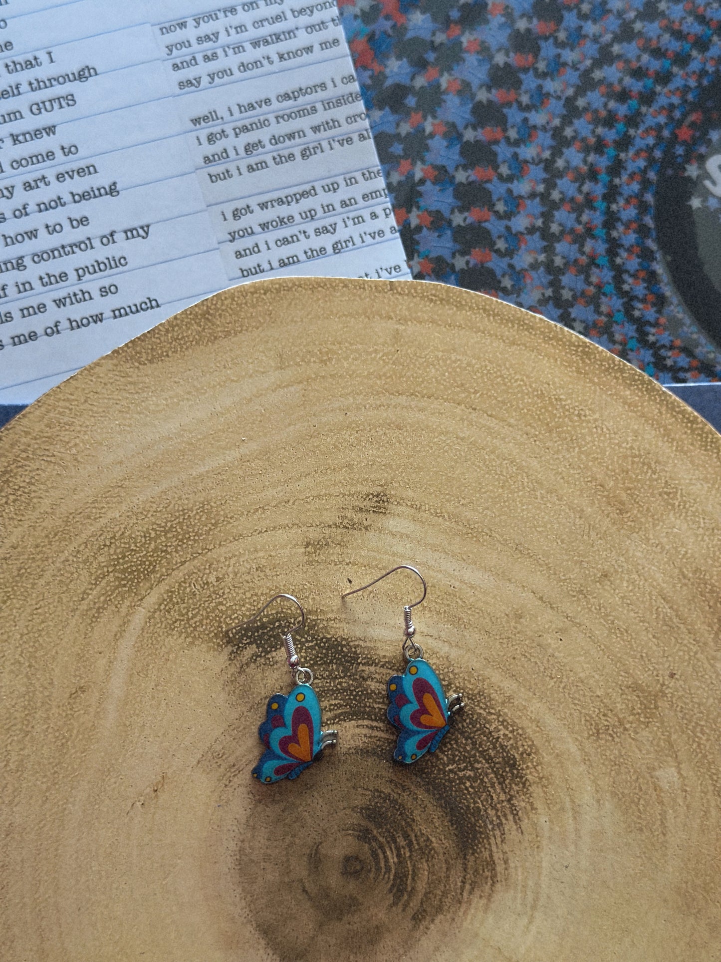 Blue butterfly earrings