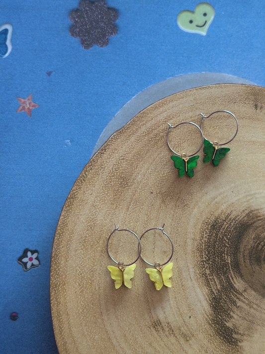 Butterfly hoop earrings