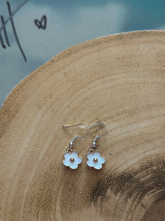 White flower earrings